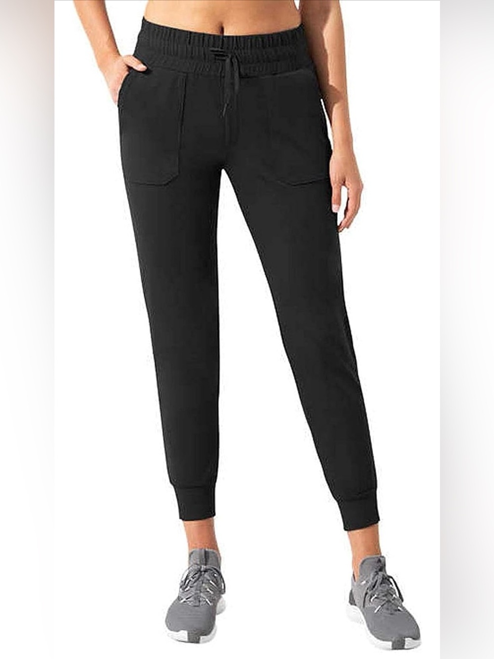 Mondetta Luxury Performance Elastic Waist Jogger Pants, Cropped Cuff, Black